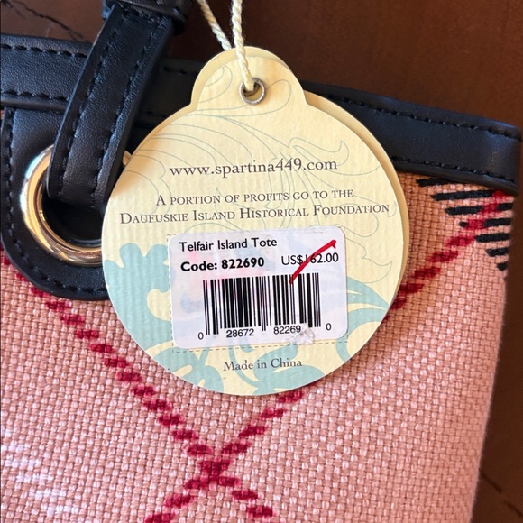 NWT Spartina 449 Telfair Island Tote Wallet Set Plaid Canvas Tassel Bag Coastal - Picture 3 of 11